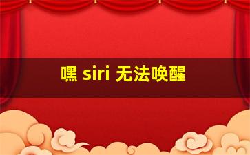 嘿 siri 无法唤醒